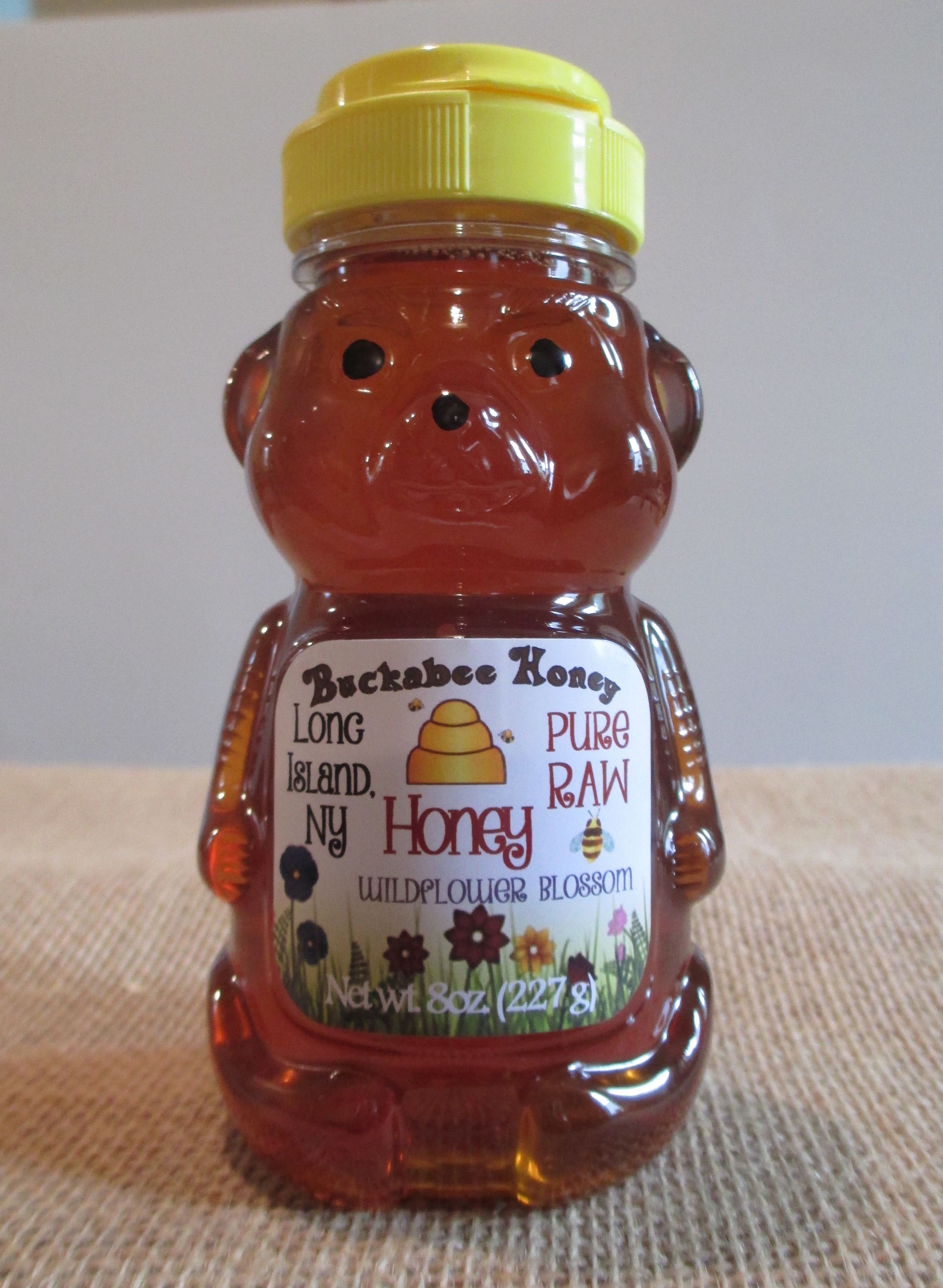 8 oz. Honey Bear (Local Long Island Pure Raw Wildflower Honey)